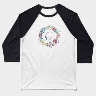 Floral Monogram Q Colorful Full Blooms Baseball T-Shirt